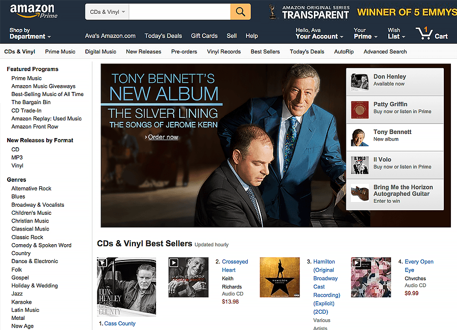Screenshot of an Amazon homepage retail experience.