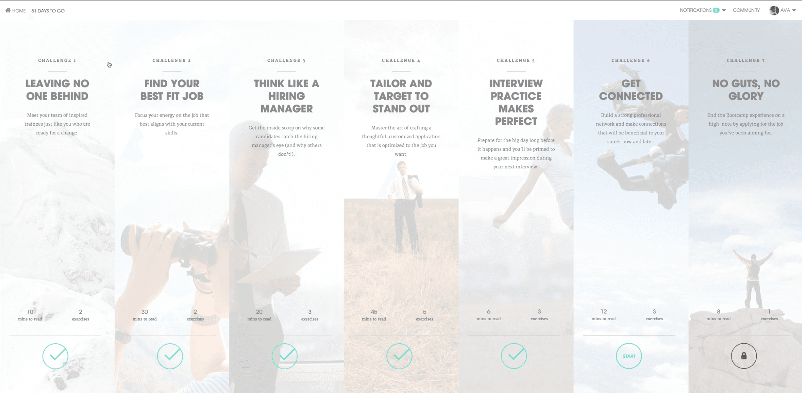 Screenshot of the Apollo Education Career Bootcamp web application.