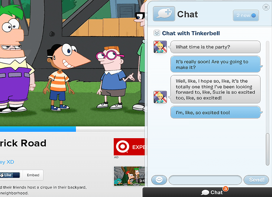Screenshot of Disney Social Chat interface components.