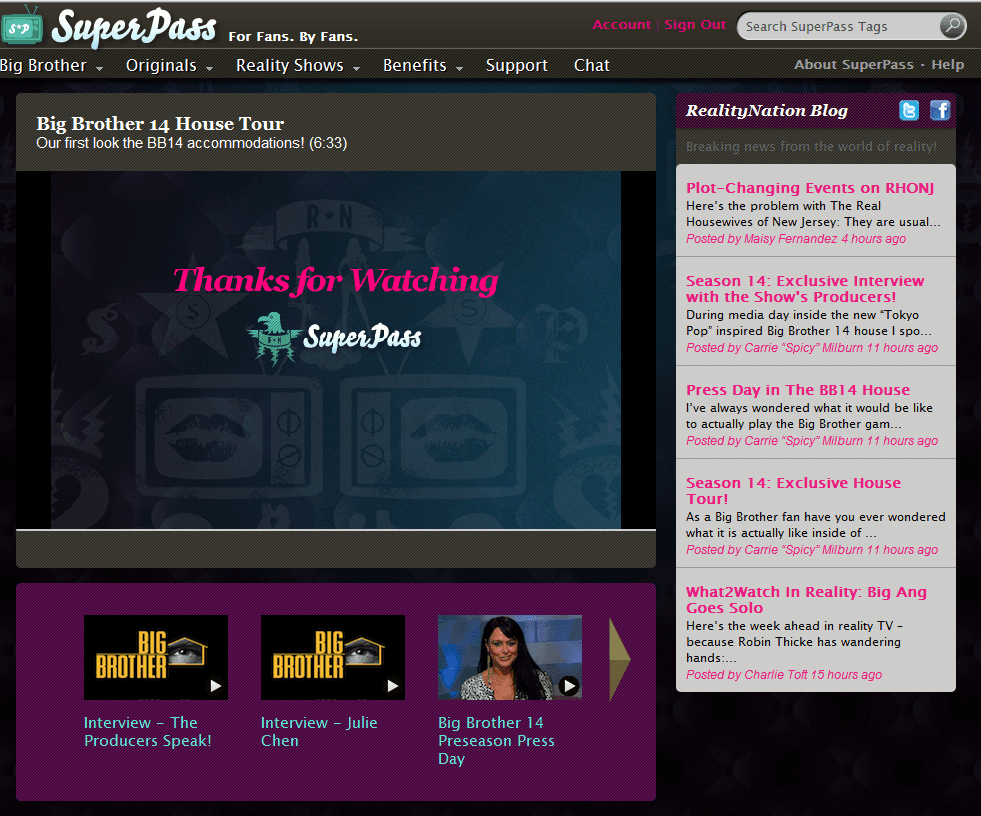 Screenshot of the RealNetworks SuperPass website.